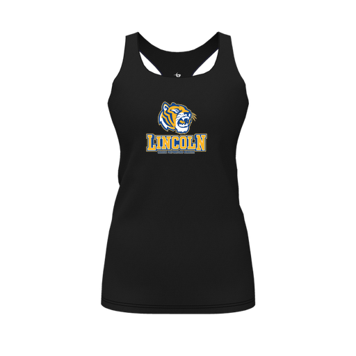 [CUS-DFW-RCBK-PER-BLK-FYS-LOGO1] Racerback Tank Top (Female Youth S, Black, Logo 1)