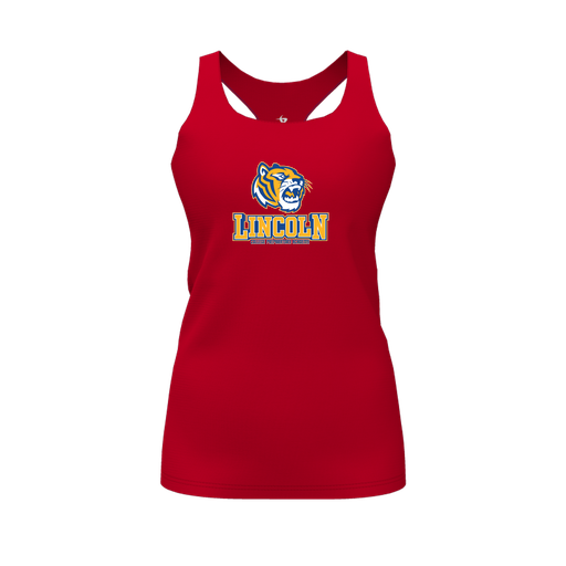 [CUS-DFW-RCBK-PER-RED-FYS-LOGO1] Racerback Tank Top (Female Youth S, Red, Logo 1)