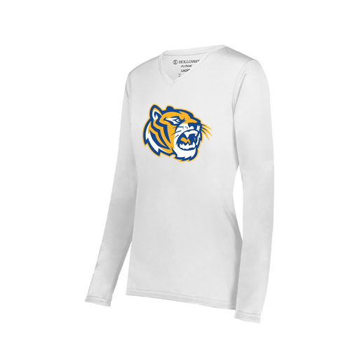 [222824.005.S-LOGO2] Ladies LS Smooth Sport Shirt (Female Adult S, White, Logo 2)